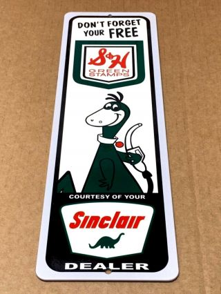 Vintage Sinclair Gasoline And S & H Green Stamps 15 " Metal Gas & Oil Dealer Sign