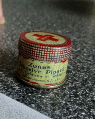 Vintage - Johnson & Johnson - Zonas - Adhesive Plaster - Tin - Litho - Medical - 1 Yds