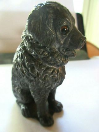 Antique Metal Dog Figure W Glass Eyes Victorian Stamped 24