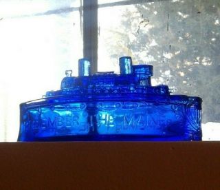 Antique Remember The Maine Candy,  Blue Colbault Glass
