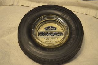 Vtg B.  F.  Goodwich Rubber Silverton Tire W/glass Astray Center - Advertising (hammond