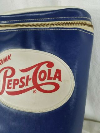 Vintage 1970s Pepsi Cola Blue 2 Bottle Soft Cooler Strap Bag w/ Bottle Opener 2