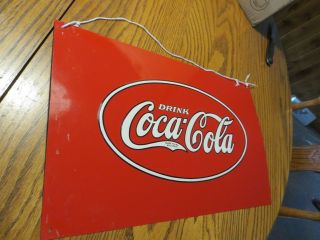Drink Coca - Cola Soda Pop Metal Sign,  Brown Back Red And White Front