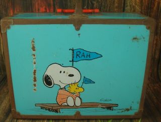 Rare Vintage 1960s Peanuts Snoopy Charlie Brown Woodstock Metal Suitcase
