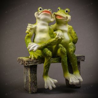 Statues For Home Garden Decor 2 Frogs On Bench Collectible Figurine Statue