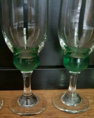 4 x Vintage/Retro Green ball Stem Champagne Flute Glasses 19.  5 cm Tall 4