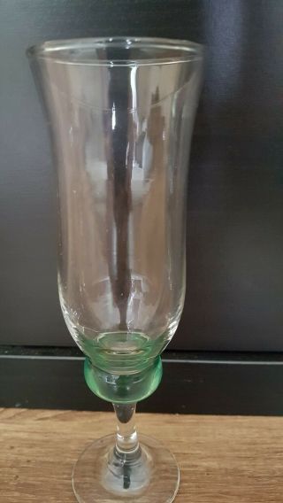 4 x Vintage/Retro Green ball Stem Champagne Flute Glasses 19.  5 cm Tall 5