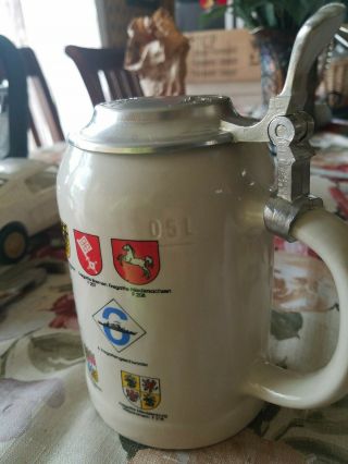 Wanderfreunde Kirn - Sulzbach - Bundeswehr German Naval Beer Mug Lidded Stein.  5L 5
