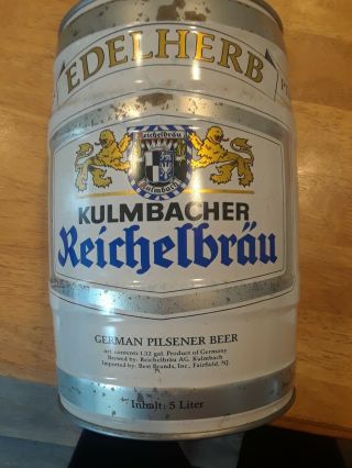Vintage Edelherb Kulmbacher Reichelbrau Germany 5l Gallon Steel Beer Can Keg