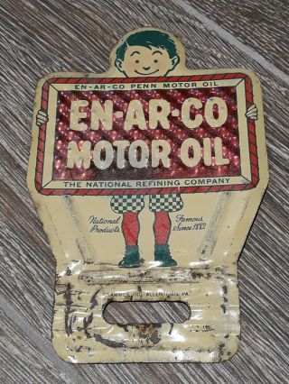 Vintage Oil/gas Reflective License Plate Topper En - Ar - Co Penn Motor Oil
