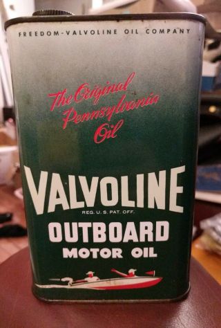 Vintage Valvoline Outboard Motor Oil Can 1 Qt.  Boat Pennsylvania