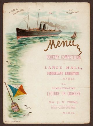 Liebig M - 26 " Lines/steamships - P&o Aust.  " Vintge Menu Card 1891 English
