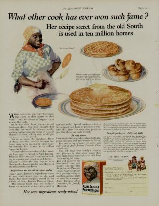 1925 Aunt Jemima Pancake Flour Ad / Her Recipe Secret From The Old South.