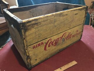 Vintage Antique Drink Coca Cola In Bottles Crate Box Wood Steel Mid - Century Coke