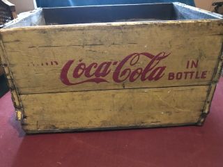 VINTAGE ANTIQUE DRINK COCA COLA IN BOTTLES CRATE BOX WOOD STEEL MID - CENTURY COKE 8