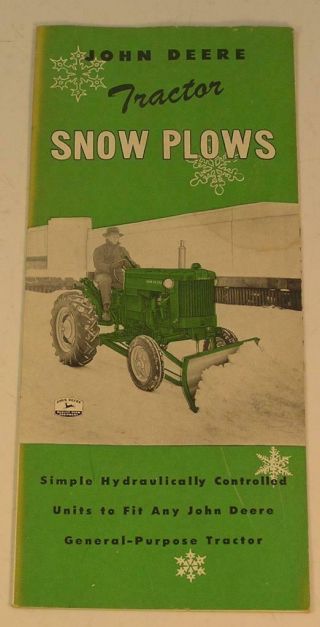 1954 John Deere Tractor Snow Plows Brochure Farm Equipment Machinery