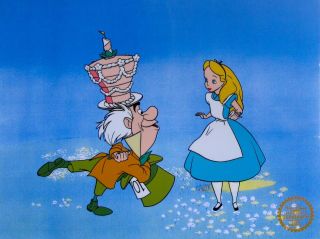 Disney Alice In Wonderland Mad Hatter Merry Unbirthday Animation Art Sericel Cel