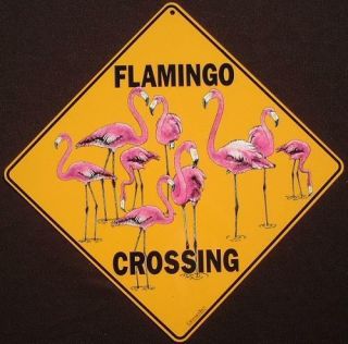 Flamingo Crossing Sign 16 1/2 By 16 1/2 Decor Birds Novelty Picture Signs