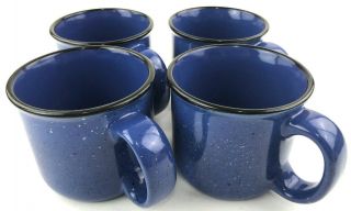 Set Of 4 Marlboro Unlimited Speckled Blue Stoneware Coffee Mugs