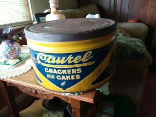 Antique Laurel Biscuit Co.  Large Crackers And Cakes Tin