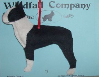 Boston Terrier Dog Velour & Ultra Suede Christmas Canine Ornament 1 By Wc