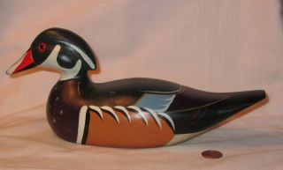 Wooden Duck Decoy With Glass Eyes; Signed Ducks Unlimited