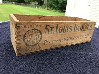 St Louis Dairy Co Cheese Wood Box Vintage - Old Dovetailed Corners