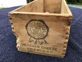 St Louis Dairy Co Cheese Wood Box Vintage - Old dovetailed corners 4