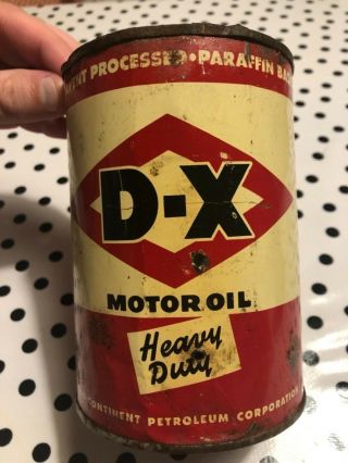 Vintage Dx Sunray Motor Oil Heavy Duty One Quart Metal Oil Can