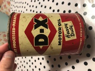 Vintage DX Sunray Motor Oil Heavy Duty one quart metal oil can 2
