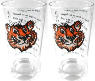 Esso Gas Oil 2 Vtg " Put A Tiger In Your Tank " Advertising Glass In Languages