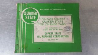 Vintage Quaker State Oil Change Tabs Book Oil City,  Pa.