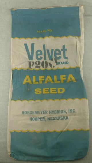 Vintage Velvet Alfalfa Hoegemeyer Seed Sack Hooper Nebraska