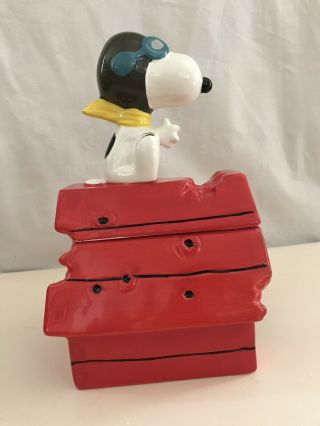 Snoopy As The Flying Ace On His Dog House Plane Cookie Jar Kitchen Counter