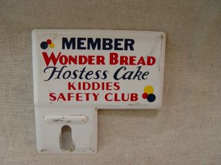 Wonder Bread Hostess Cake Kiddies Safety Club Member Bike License Plate Topper