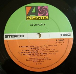 Led Zeppelin LP 3 Same UK Atlantic press A B COMES WITH 1ST PRESS COVER, 7