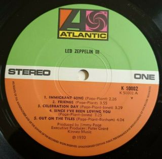 Led Zeppelin LP 3 Same UK Atlantic press A B COMES WITH 1ST PRESS COVER, 8