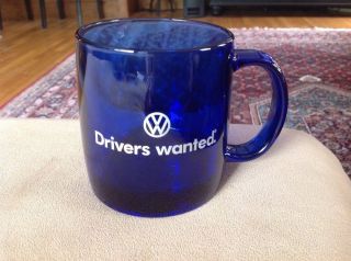 Volkswagen Vw Drivers Wanted Cobalt Blue Glass Coffee Mug