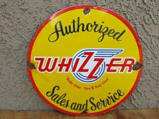 Vintage Whizzer Authorized Sales And Service 12 " Porcelain Sign