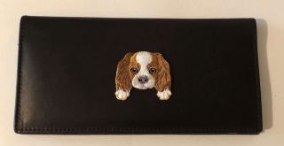 Cavalier King Charles Spaniel Puppy Dog Design Leather Checkbook Cover