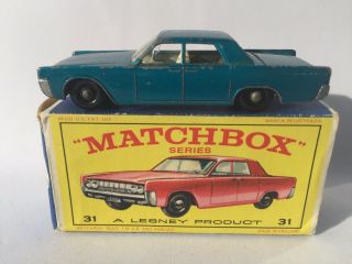 Matchbox Lesney 31 C1 Lincoln Continental,  Orig Htf E2 ‘new Model’ Red Car Box