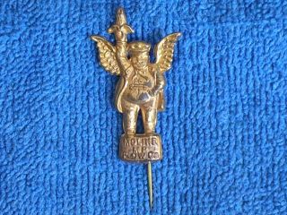 Antique Moline Mp Plow Co Flying Dutchman Stamped Brass Advertising Stickpin