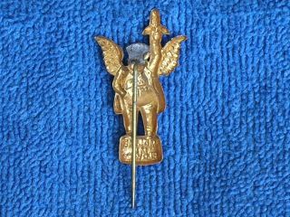 Antique Moline MP Plow Co Flying Dutchman Stamped Brass Advertising Stickpin 2