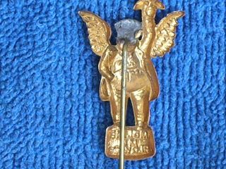 Antique Moline MP Plow Co Flying Dutchman Stamped Brass Advertising Stickpin 3
