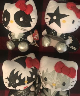 Kiss Hello Kitty Ty Plush Dolls Set Of Four