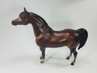 Vintage Breyer Horse Proud Arabian Stallion Black Mane Dark Brown Grey White