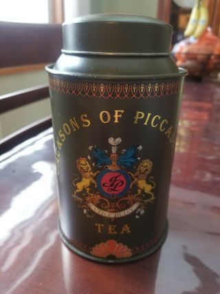 Vintage Jacksons Of Piccadilly Green Tea Tin Canister 1950 