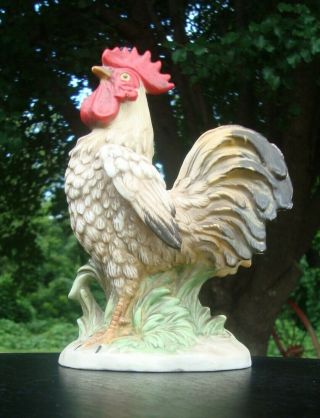 Vintage Brown Red Rooster Chicken Ceramic Barn Yard Figurine - Homco?