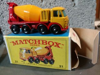 Matchbox Lesney 21 Foden Concrete Truck Old Store Stock Perfect Cond.