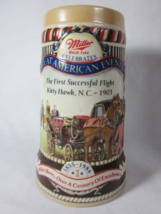 1986 Miller High Life Kitty Hawk First Successful Flight Beer Stein Mug